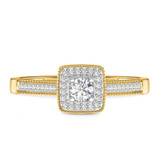 Photo of Bridgette 1/3 ct tw. Lab Grown Diamond Cushion Cluster Bridal Set 14K Yellow [BT2519YE-C000]
