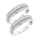 Photo of Reverent 1 ct tw. Lab Grown Diamond Same Sex Mens Band Set 14K White [WM2528W]
