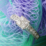 Photo of Arabella 1/2 ct tw. Lab Grown Diamond Princess Cluster Engagement Ring 10K Rose Gold [BT2511RE-C000]