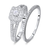 Photo of Jasmine 1/2 ct tw. Lab Grown Diamond Cushion Cluster Bridal Set 10K White [BR2520W-C000]