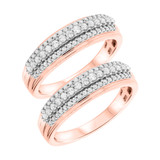 Photo of Reverent 1 ct tw. Lab Grown Diamond Same Sex Mens Band Set 10K Rose [WM2528R]