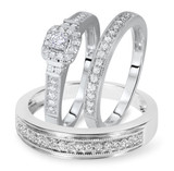 Photo of Enchanted 3/8 ct tw. Lab Grown Diamond Cushion Cluster Trio Set 14K White [BT2521W-C000]