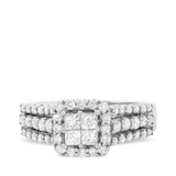 Photo of Reverent 1 ct tw. Lab Grown Diamond Princess Cluster Engagement Ring 14K White Gold [BT2528WE-C000]