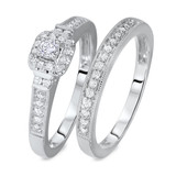 Photo of Enchanted 1/4 ct tw. Lab Grown Diamond Cushion Cluster Bridal Set 14K White [BR2521W-C000]