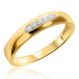 Photo of Amor 3/8 ct tw. Lab Grown Diamond Princess Cluster Trio Set 10K Yellow [BT2506YM]