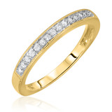 Photo of Enchanted 1/4 ct tw. Lab Grown Diamond Cushion Cluster Bridal Set 14K Yellow [BT2521YL]