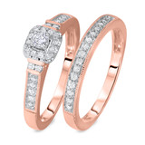 Photo of Enchanted 1/4 ct tw. Lab Grown Diamond Cushion Cluster Bridal Set 10K Rose [BR2521R-C000]