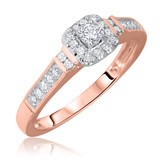 Photo of Enchanted 1/4 ct tw. Lab Grown Diamond Cushion Cluster Bridal Set 10K Rose [BT2521RE-C000]