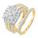 Photo of Louise 2 1/4 ct tw. Lab Grown Diamond Cushion Cluster Bridal Set 10K Yellow [BR2529Y-C000]