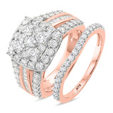 Photo of Louise 2 1/4 ct tw. Lab Grown Diamond Cushion Cluster Bridal Set 10K Rose [BR2529R-C000]