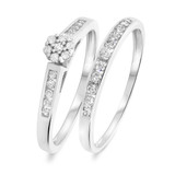 Photo of Culverette 3/8 ct tw. Lab Grown Diamond Round Cluster Bridal Set 14K White [BR2523W-C000]