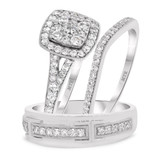 Photo of Emer 1 1/5 ct tw. Lab Grown Diamond Cushion Cluster Trio Set 14K White [BT2539W-C000]