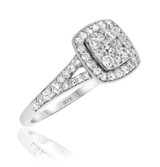 Photo of Emer 7/8 ct tw. Lab Grown Diamond Cushion Cluster Bridal Set 14K White [BT2539WE-C000]