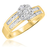 Photo of Annalise 1 1/10 ct tw. Lab Grown Diamond Round Cluster Bridal Set 14K Yellow [BT2499YE-C000]