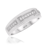 Photo of Emer 3/8 ct tw. Lab Grown Diamond Wedding Band Set 14K White [BT2539WM]