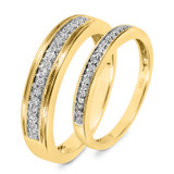 Photo of Princess Oshun 1/4 ct tw. Lab Grown Diamond Wedding Band Set 14K Yellow [WB2509Y]