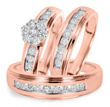 Photo of Encina 3/4 ct tw. Lab Grown Diamond Round Cluster Trio Set 10K Rose [BT2491R-C000]