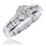 Photo of Encina 5/8 ct tw. Lab Grown Diamond Round Cluster Bridal Set 14K White [BT2491WE-C000]