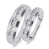 Photo of Encina 3/8 ct tw. Lab Grown Diamond Wedding Band Set 10K White [WB2491W]