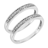 Photo of Princess Oshun 1/5 ct tw. Lab Grown Diamond Same Sex Ladies Band Set 14K White [WL2509W]