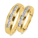 Photo of Encina 3/8 ct tw. Lab Grown Diamond Wedding Band Set 10K Yellow [WB2491Y]
