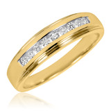 Photo of Encina 3/8 ct tw. Lab Grown Diamond Wedding Band Set 10K Yellow [BT2491YM]