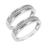 Photo of Princess Oshun 1/3 ct tw. Lab Grown Diamond Same Sex Mens Band Set 14K White [WM2509W]