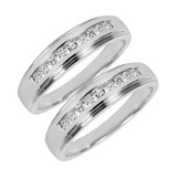 Photo of Encina 3/8 ct tw. Lab Grown Diamond Same Sex Mens Band Set 14K White [WM2491W]
