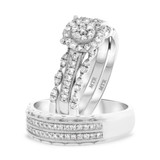 Photo of Jules 3/4 ct tw. Lab Grown Diamond Round Cluster Trio Set 10K White [BT2540W-C000]