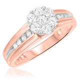 Photo of Braylin 1 ct tw. Lab Grown Diamond Round Cluster Trio Set 10K Rose [BT2492RE-C000]