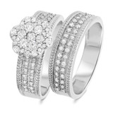 Photo of Madeline 3/4 ct tw. Lab Grown Diamond Fancy Cluster Bridal Set 10K White [BR2532W-C000]