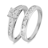 Photo of Arabella 7/8 ct tw. Lab Grown Diamond Princess Cluster Bridal Set 10K White [BR2511W-C000]