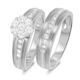 Photo of Braylin 2/3 ct tw. Lab Grown Diamond Round Cluster Bridal Set 10K White [BR2492W-C000]