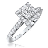 Photo of Piper 5/8 ct tw. Lab Grown Diamond Princess Cluster Engagement Ring 14K White Gold [BT2518WE-C000]
