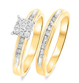 Photo of Farrah 3/8 ct tw. Lab Grown Diamond Princess Cluster Bridal Set 10K Yellow [BR2502Y-C000]