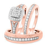 Photo of Selena 2/3 ct tw. Lab Grown Diamond Cushion Cluster Trio Set 10K Rose [BT2534R-C000]