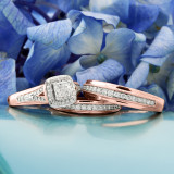 Photo of Selena 2/3 ct tw. Lab Grown Diamond Cushion Cluster Trio Set 10K Rose [BT2534R-C000]