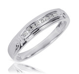 Photo of Willow 1/10 ct tw. Lab Grown Diamond Same Sex Mens Band Set 10K White [BT2494WM]