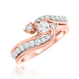 Photo of Kelsi 1/2 ct tw. Lab Grown Diamond Round Cluster Bridal Set 10K Rose [BR2535R-C000]