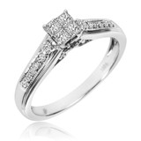 Photo of Princess Oshun 1/4 ct tw. Lab Grown Diamond Princess Cluster Engagement Ring 14K White Gold [BT2509WE-C000]