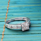Photo of Princess Oshun 1/4 ct tw. Lab Grown Diamond Princess Cluster Engagement Ring 14K Rose Gold [BT2509RE-C000]
