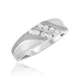 Photo of Kelsi 3/4 ct tw. Lab Grown Diamond Same Sex Mens Band Set 10K White [BT2535WM]