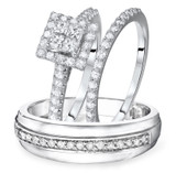 Photo of Piper 1 ct tw. Lab Grown Diamond Princess Cluster Trio Set 10K White [BT2518W-C000]