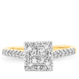 Photo of Piper 3/4 ct tw. Lab Grown Diamond Princess Cluster Bridal Set 14K Yellow [BT2518YE-C000]