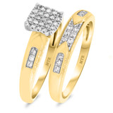 Photo of Micah 1/4 ct tw. Lab Grown Diamond Princess Cluster Bridal Set 10K Yellow [BR2537Y-C000]