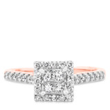 Photo of Piper 3/4 ct tw. Lab Grown Diamond Princess Cluster Bridal Set 14K Rose [BT2518RE-C000]