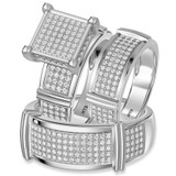Photo of Amity 1 3/8 ct tw. Lab Grown Diamond Princess Cluster Trio Set 14K White [BT2558W-C000]