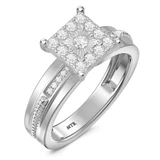Photo of Harmonee 1/2 ct tw. Lab Grown Diamond Princess Cluster Trio Set 14K White Gold Vermeil [BT2560WE-C000]