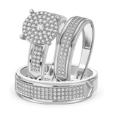 Photo of Gracie 5/8 ct tw. Lab Grown Diamond Round Cluster Trio Set 14K White Gold Vermeil [BT2557W-C000]