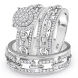 Photo of Hartwin 7/8 ct tw. Lab Grown Diamond Round Cluster Trio Set 14K White Gold Vermeil [BT2562W-C000]